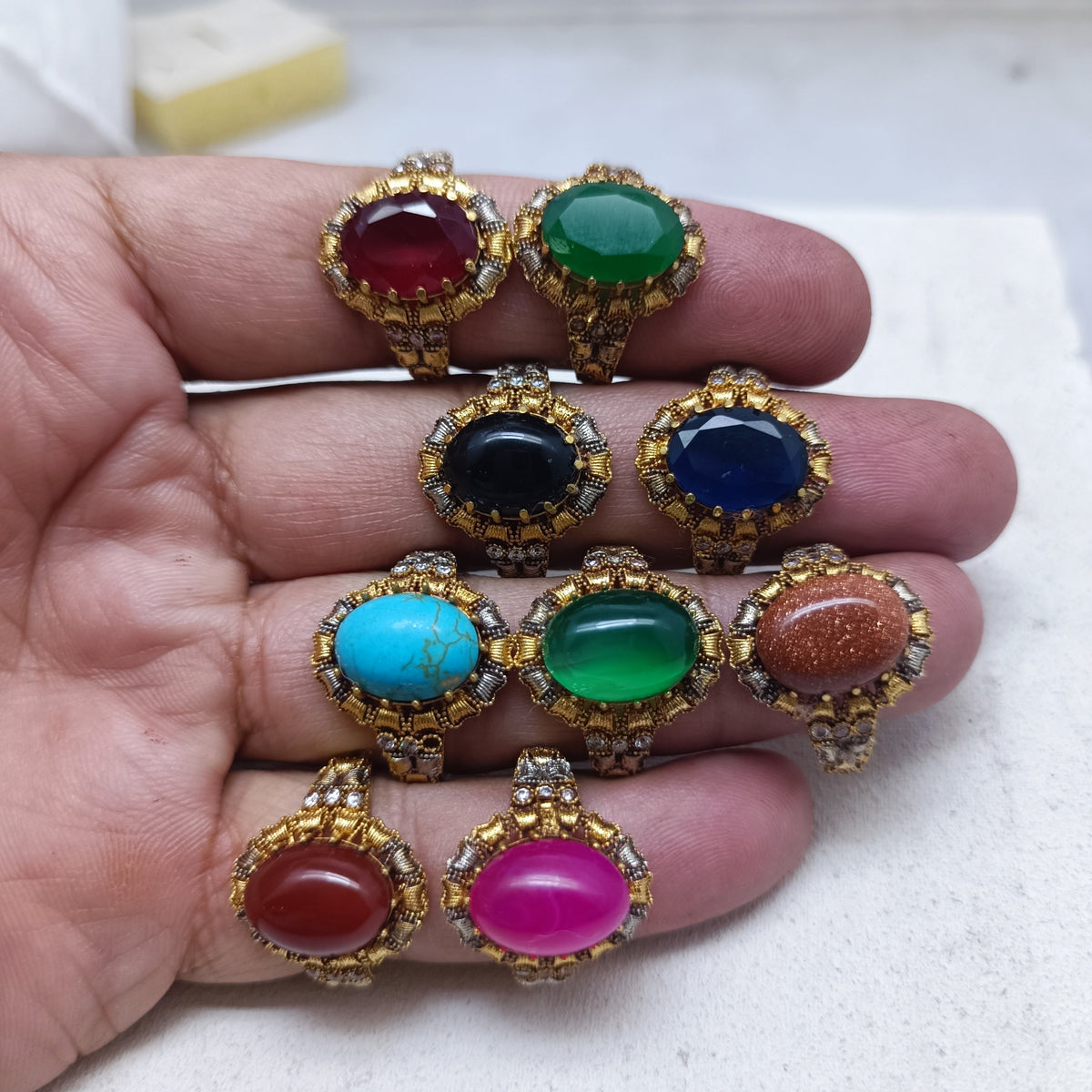 Handmade Gold Plated Gemstone Rings for Women/uk28