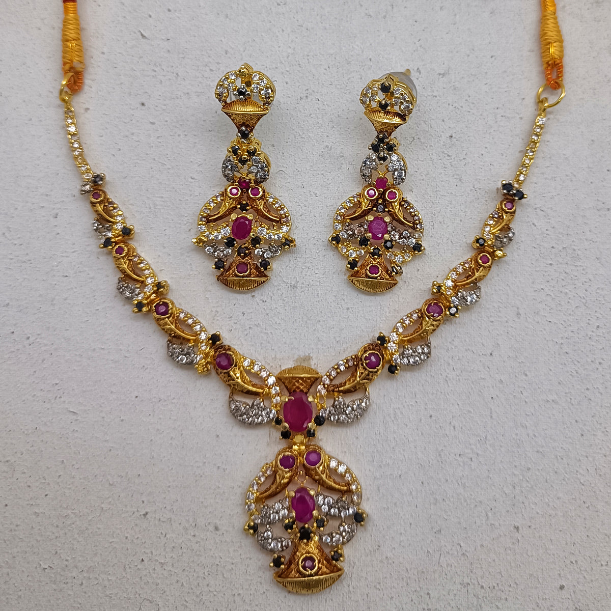 Luxury Multi-Gemstone Statement Necklace – Royal Ruby & Emerald /Uk12